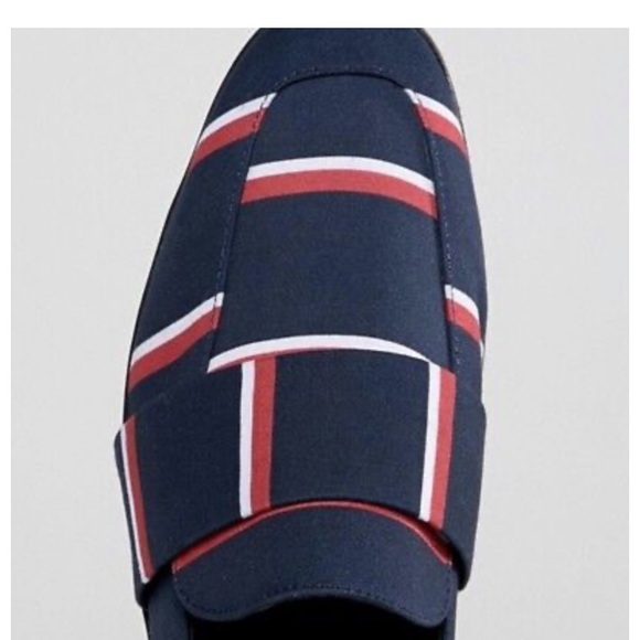 FREE PEOPLE Women At Ease Navy & Red Stripe Brocade Mule Slide Loafer 6-6.5 / 38 - Picture 2 of 10